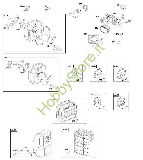 A - Depuratore aria, sistema di scarico B&S - 09 €¦ 093312-0182-B1 brand Stihl